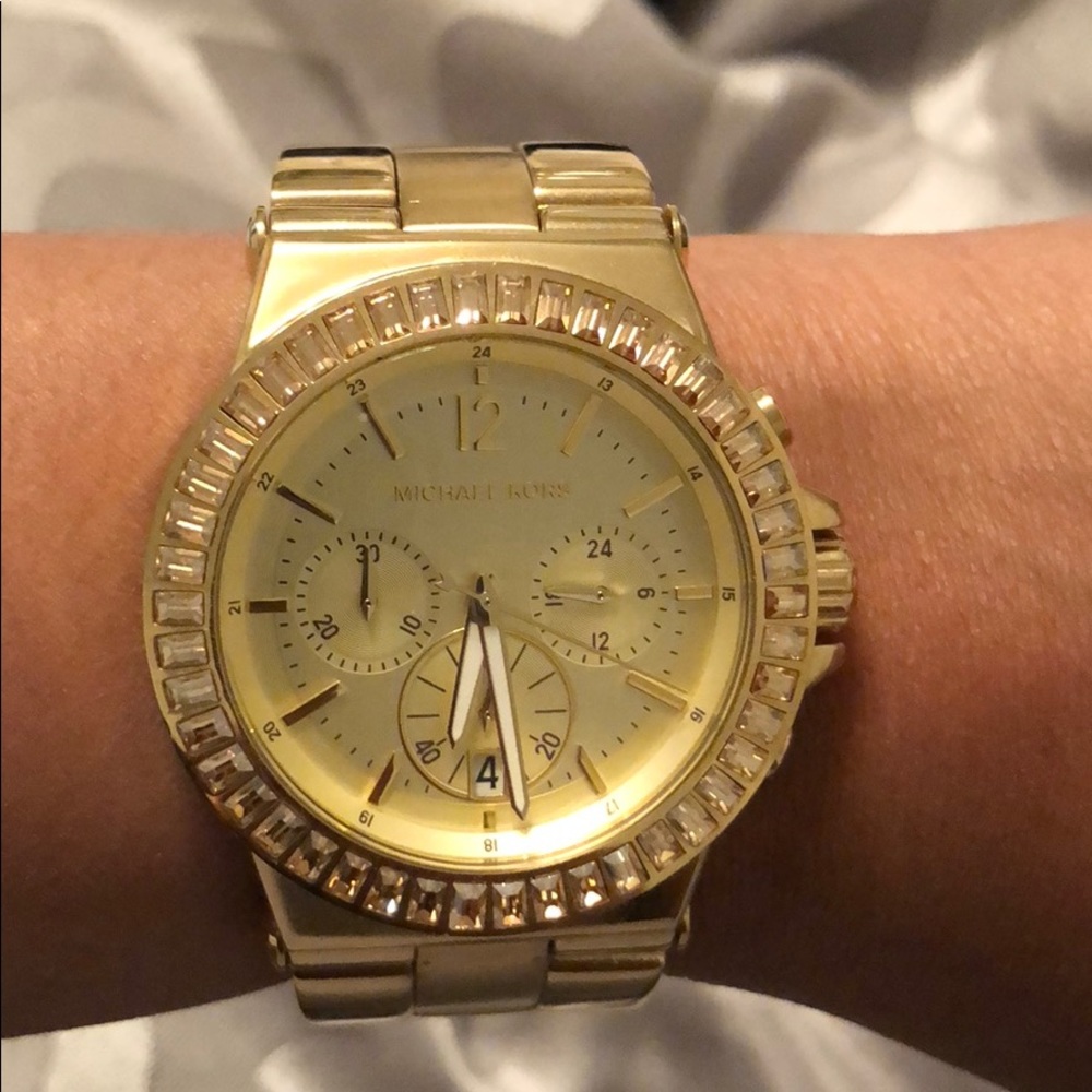 Michael Kors gold jeweled watch *needs battery.
